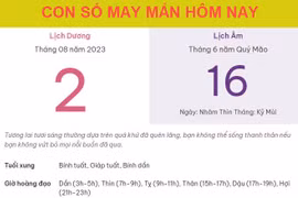 Con số may mắn hôm nay 2/8/2023 thứ 4, ngày 16/6 âm lịch