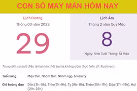 Con số may mắn hôm nay 29/3/2023 thứ 4, ngày 8/2 âm lịch