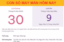 Con số may mắn hôm nay 30/1/2023 thứ 2, ngày 9/1 âm lịch