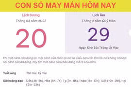 Con số may mắn hôm nay 20/3/2023 thứ 2, ngày 29/2 âm lịch