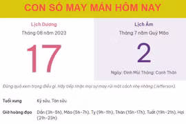 Con số may mắn hôm nay 17/8/2023 thứ 5, ngày 2/7 âm lịch