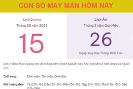 Con số may mắn hôm nay 15/5/2023 thứ 2, ngày 26/3 âm lịch