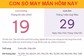 Con số may mắn hôm nay 19/2/2023 Chủ nhật, ngày 29/1 âm lịch