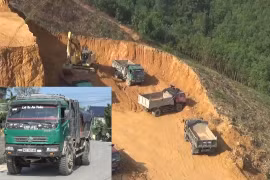 Lạc Thủy (Hòa Bình): Xe hết hạn đăng kiểm vẫn chở khoáng sản cho Công ty Thành Thắng