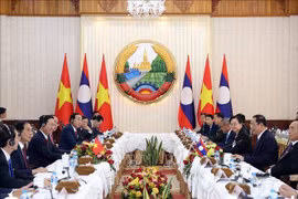 Chủ tịch nước Võ Văn Thưởng hội kiến Thủ tướng Lào Sonexay Siphandone