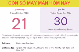 Con số may mắn hôm nay 21/3/2023 thứ 3, ngày 30/2 âm lịch