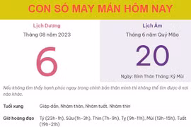 Con số may mắn hôm nay 6/8/2023 Chủ nhật, ngày 20/6 âm lịch