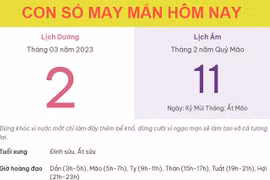 Con số may mắn hôm nay 2/3/2023 thứ 5, ngày 11/2 âm lịch