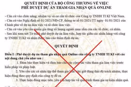 Bộ Công Thương khẳng định văn bản "Phê duyệt dự án tham gia nhận quà online" là giả mạo