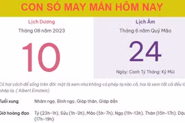 Con số may mắn hôm nay 10/8/2023 thứ 5, ngày 24/6 âm lịch