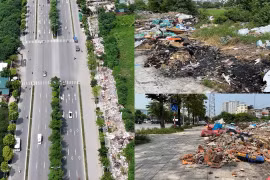 Hà Nội: Rác thải chất thành đống, bốc mùi hôi thối ô nhiễm môi trường trên đại lộ nghìn tỷ