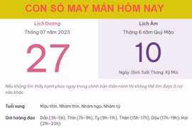Con số may mắn hôm nay 27/7/2023 thứ 5, ngày 10/6 âm lịch