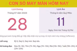 Con số may mắn hôm nay 28/7/2023 thứ 6, ngày 11/6 âm lịch