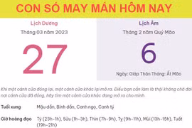 Con số may mắn hôm nay 27/3/2023 thứ 2, ngày 6/2 âm lịch