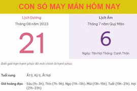 Con số may mắn hôm nay 21/8/2023 thứ 2, ngày 6/7 âm lịch