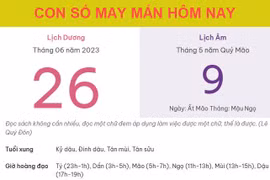 Con số may mắn hôm nay 26/6/2023 thứ 2, ngày 9/5 âm lịch