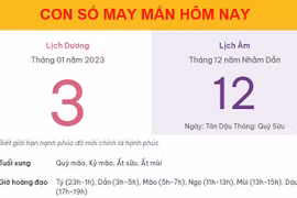 Con số may mắn hôm nay 3/1/2023 thứ 3, ngày 12/12 âm lịch