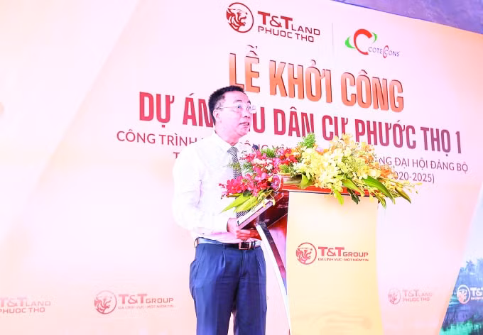 Ông Nguyễn Anh Tuấn, Phó Tổng Giám đốc Tập đoàn T&T Group phát biểu tại Lễ khởi công dự án.