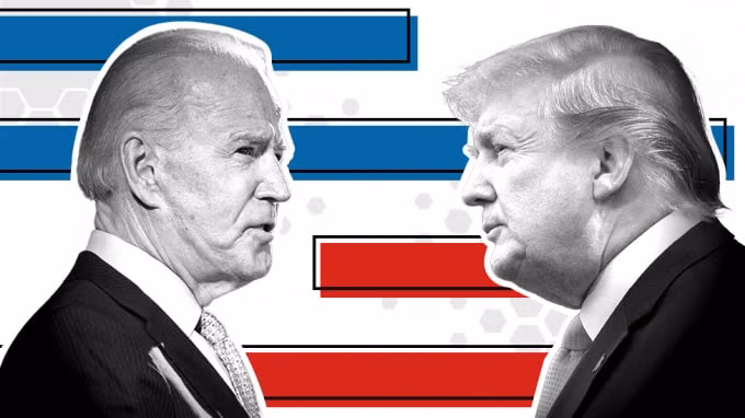 Tổng thống Mỹ Donald Trump và đối thủ Joe Biden. Ảnh: BBC