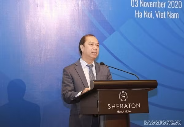 Thứ trưởng Nguyễn Quốc Dũng phát biểu khai mạc Hội thảo. Ảnh: baoquocte.vn