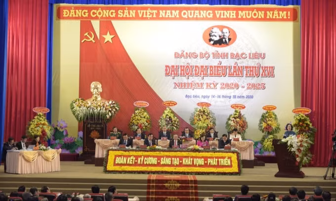 Quang cảnh Đại hội đại biểu Đảng bộ tỉnh Bạc Liêu lần thứ XVI, nhiệm kỳ 2020 – 2025.