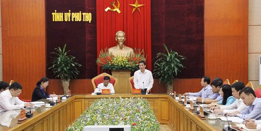Toàn cảnh buổi làm việc tại Tỉnh ủy Phú Thọ.