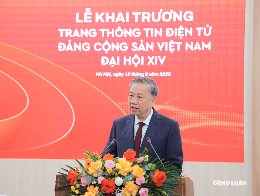 Tổng Bí thư Tô Lâm phát biểu chỉ đạo tại sự kiện khai trương Trang tin điện tử 'Đảng Cộng sản Việt Nam – Đại hội XIV'. 