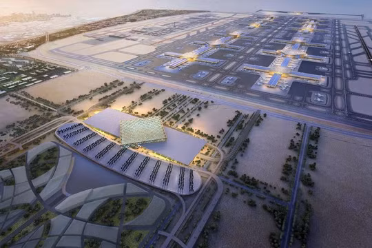 Sân bay lớn nhất thế giới đang được xây dựng trên sa mạc ở Dubai