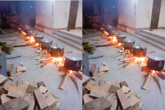 Người dân xứ Nghệ thức đêm 'đỏ lửa' nấu bánh chưng gửi ra vùng lũ phía Bắc