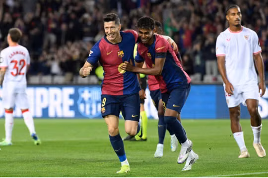 Lewandowski ghi cú đúp, Barca thắng đậm Sevilla tại La Liga 2024/25