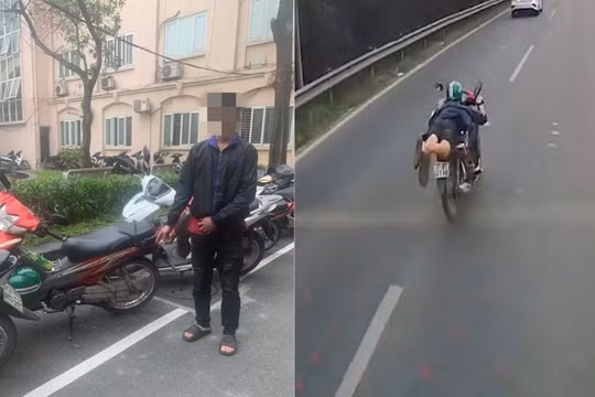 Kịp thời xử lý tài xế nằm trên yên xe máy, "phóng như bay" trên Đại lộ Thăng Long