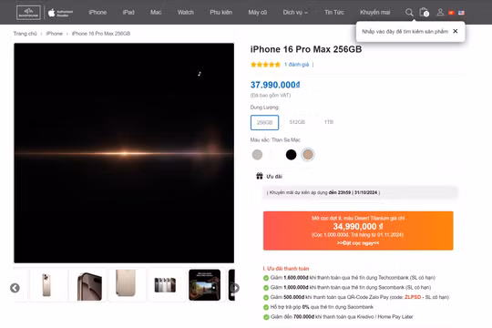 Hà Nội: Một đại lý bán iPhone 16 Pro Max 'màu hot' chênh 3 triệu đồng so với các màu còn lại