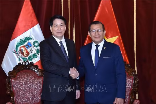 Chủ tịch nước Lương Cường hội kiến Chủ tịch Quốc hội Peru