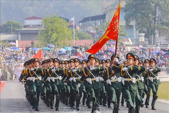Hợp luyện toàn bộ khối diễu binh, diễu hành Lễ kỷ niệm 70 năm Chiến thắng Điện Biên Phủ