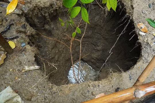 Quảng Trị: Sau tiếng nổ lớn, xuất hiện hố sụt lún sâu 5m trong vườn nhà dân