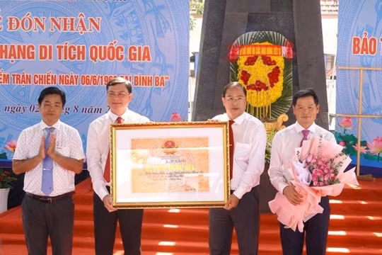 Khu Di tích trận chiến lịch sử Bình Ba nhận bằng xếp hạng di tích quốc gia
