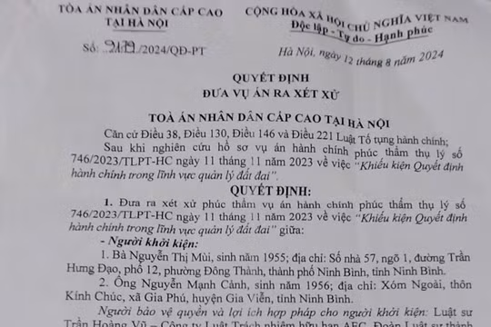 Vụ người dân kiện UBND huyện Gia Viễn yêu cầu hủy GCNQSDĐ: Cần một bản án công tâm, khách quan!