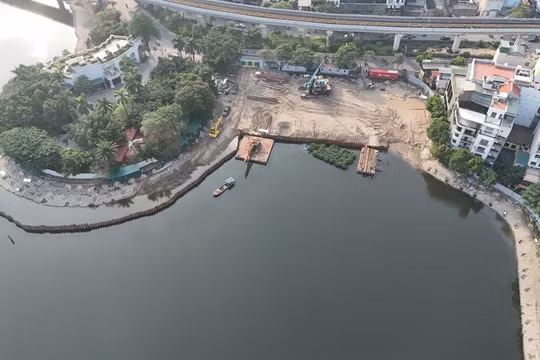 Không có việc lấp 6.500m2 hồ Đống Đa, đây chỉ là biện pháp tổ chức thi công