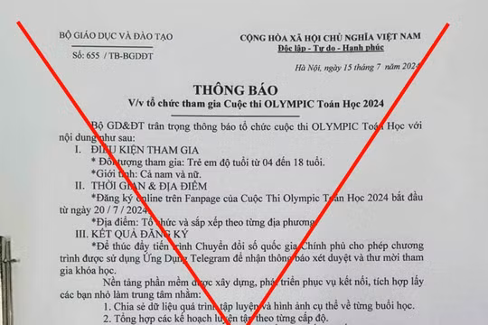 Đề nghị công an xác minh văn bản giả mạo kêu gọi tham gia thi Olympic Toán học