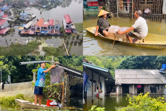 Hàng trăm hộ dân tại Mỹ Đức (Hà Nội) vẫn bị nhấn chìm trong biển nước lũ