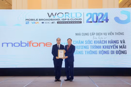 MobiFone đạt danh hiệu “Nhà cung cấp dịch vụ Viễn thông tiêu biểu về Chăm sóc khách hàng và chương trình khuyến mãi Băng thông rộng Di động năm 2024”