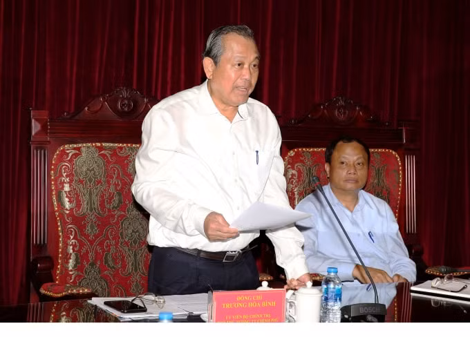 Phó Thủ tướng Thường trực Trương Hòa Bình phát biểu tại buổi làm việc. Ảnh: VGP