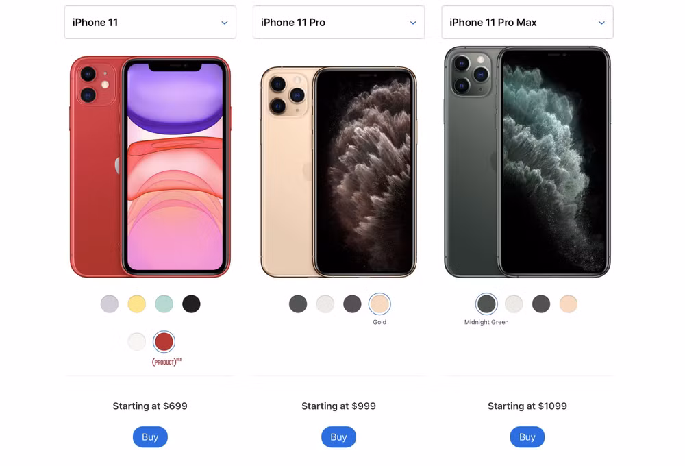 iPhone 11 series có giá bán từ 699 USD.