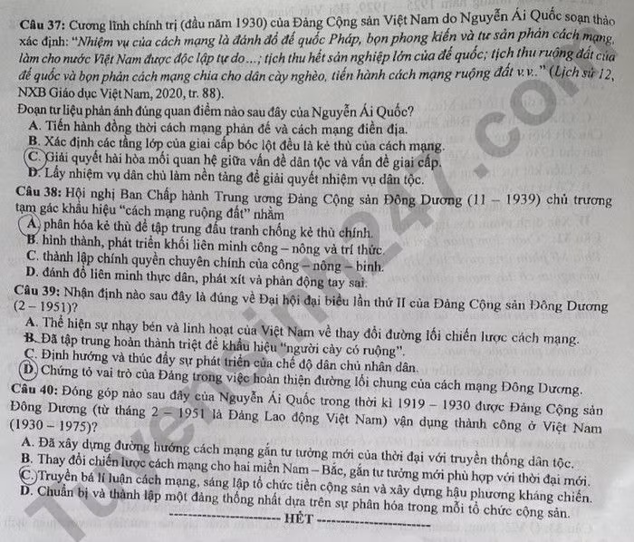de thi tot nghiep thpt 2024 mon lich su ma de 316 hinh 4