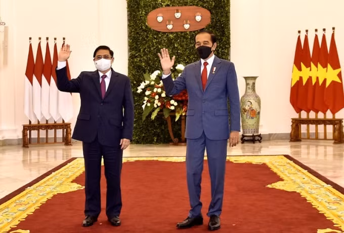 Thủ tướng Chính phủ Phạm Minh Chính đến chào xã giao Tổng thống Indonesia Joko Widodo.