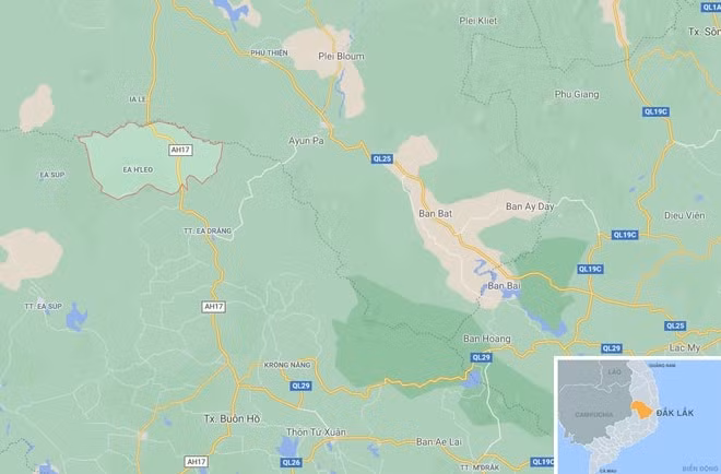 Xã Ea H'leo, nơi xảy ra tai nạn. Ảnh: Google Maps