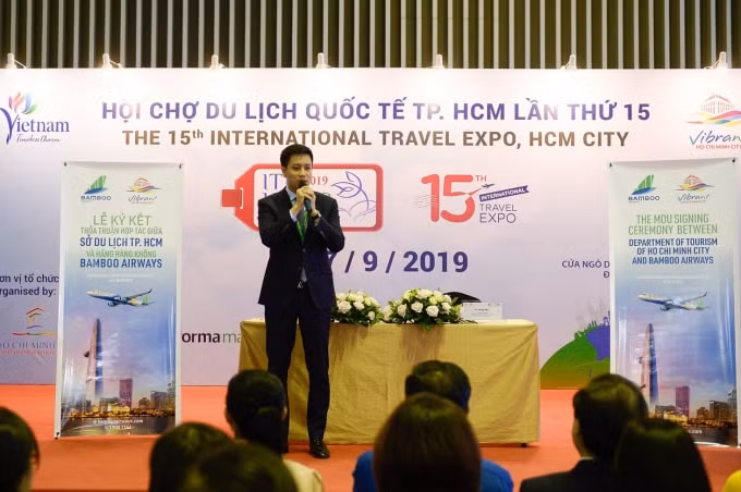 Ông Bùi Quang Dũng, Phó Tổng giám đốc Bamboo Airways phát biểu trong khuôn khổ sự kiện