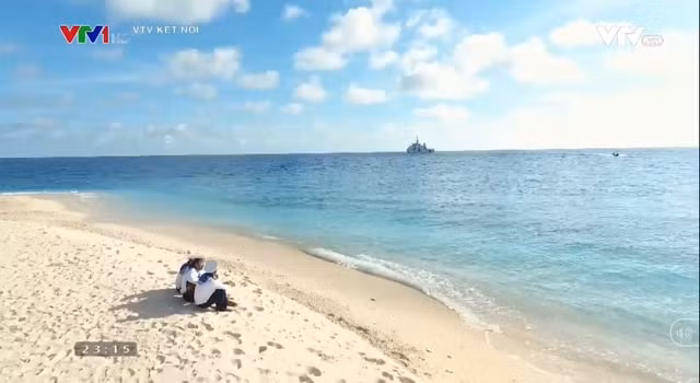 Hình ảnh những người lính Trường Sa trong chương trình “Những người con của biển”. Ảnh:VTV.