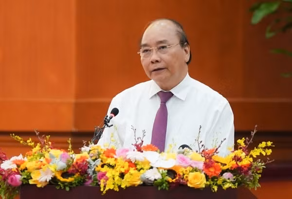 Thủ tướng Nguyễn Xuân Phúc phát biểu kết luận Hội nghị. Ảnh: VGP