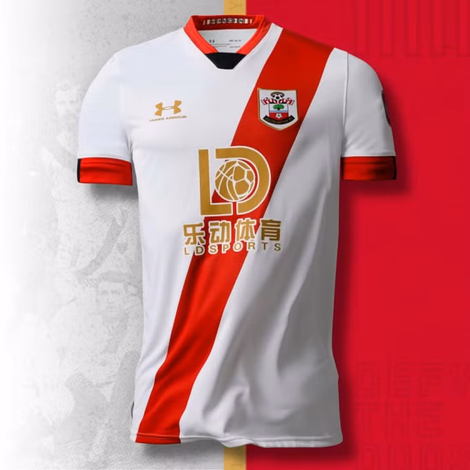 Mẫu áo đấu sân nhà và sân khách của Southampton.
